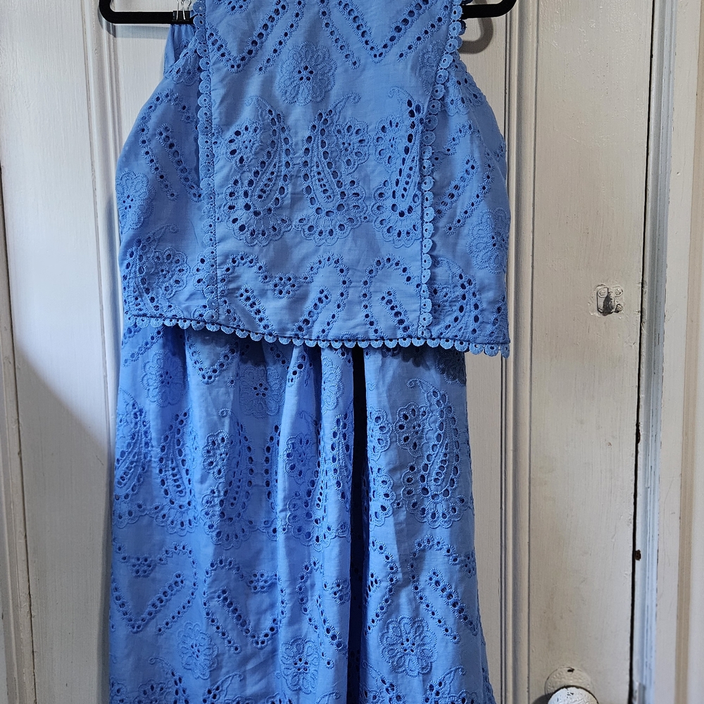 Amazon Women's Blue Eyelet Maxi Dress